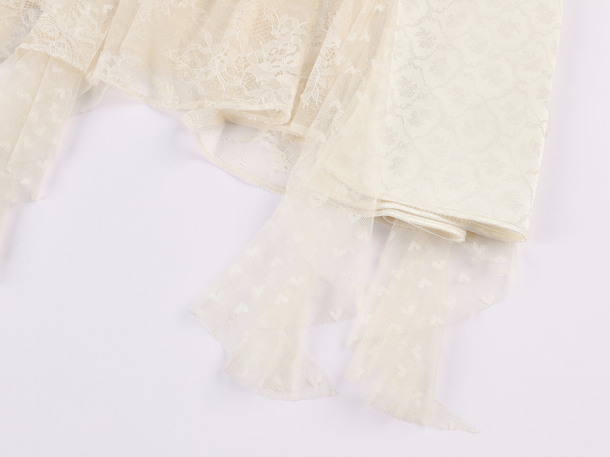 Lace ruffle jacquard slip dress