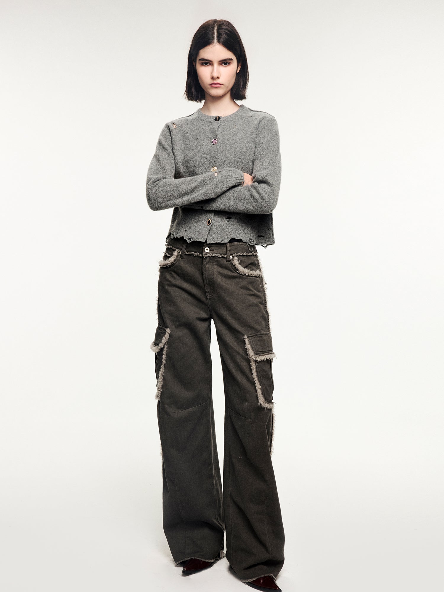 Fleece trim utility pants