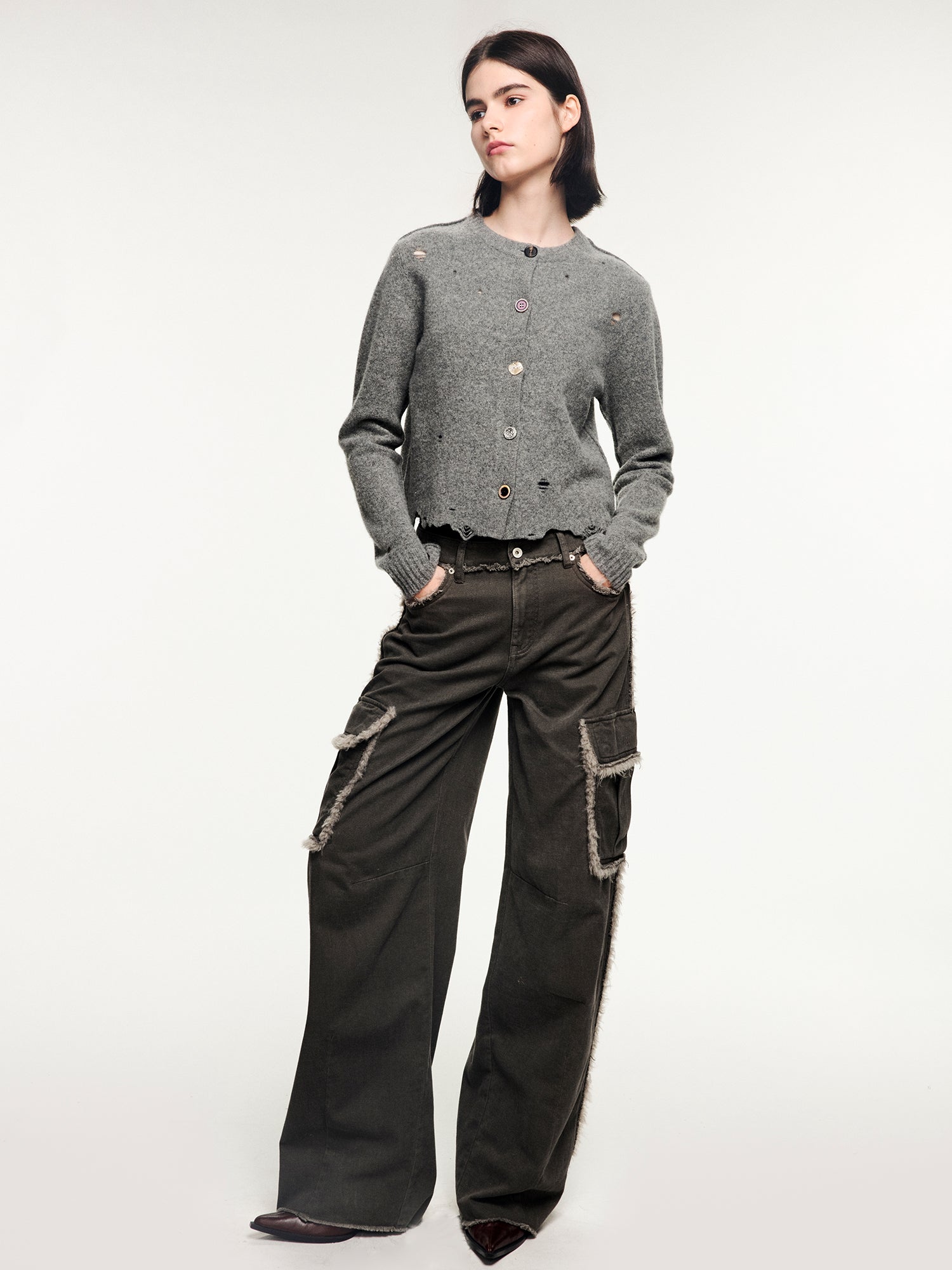 Fleece trim utility pants