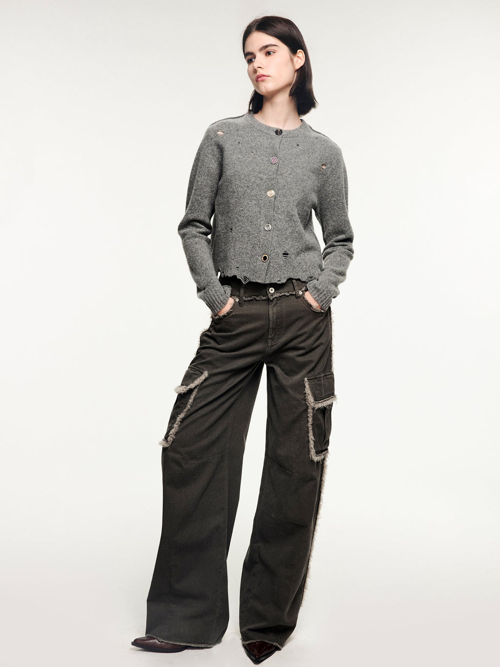 Fleece trim utility pants