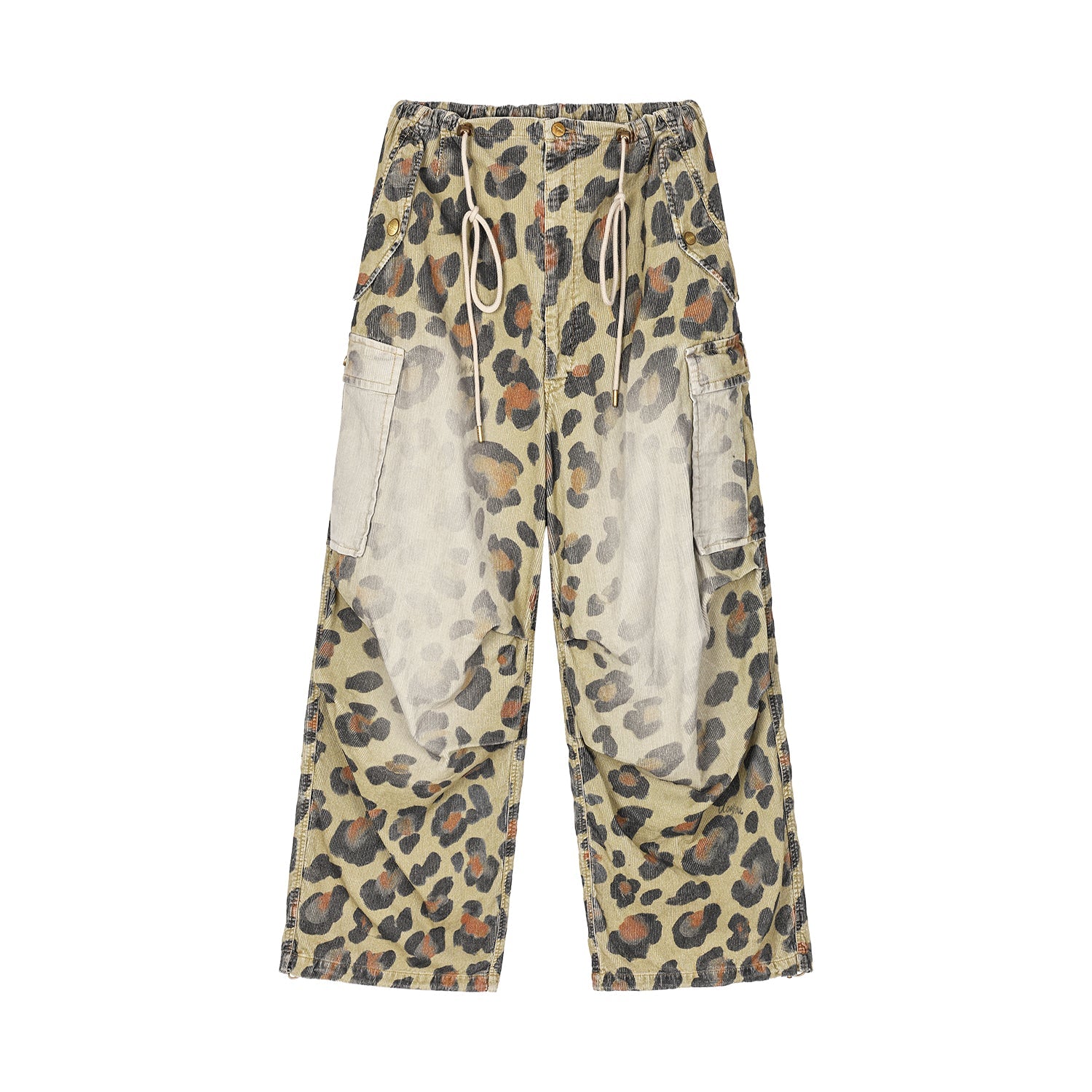 Leopard corduroy paratrooper pants