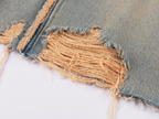 Washed raw-edge denim skirt
