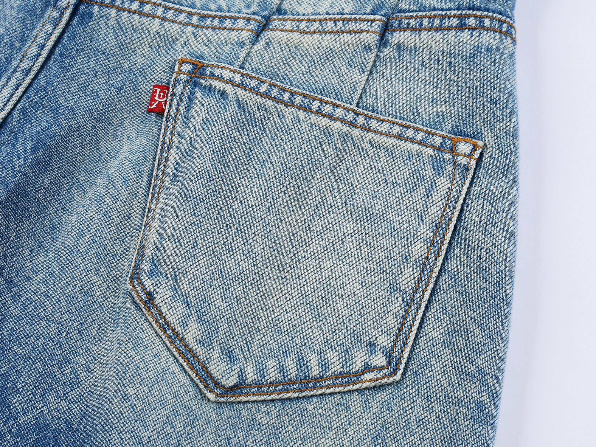 Irregular pleated denim skirt