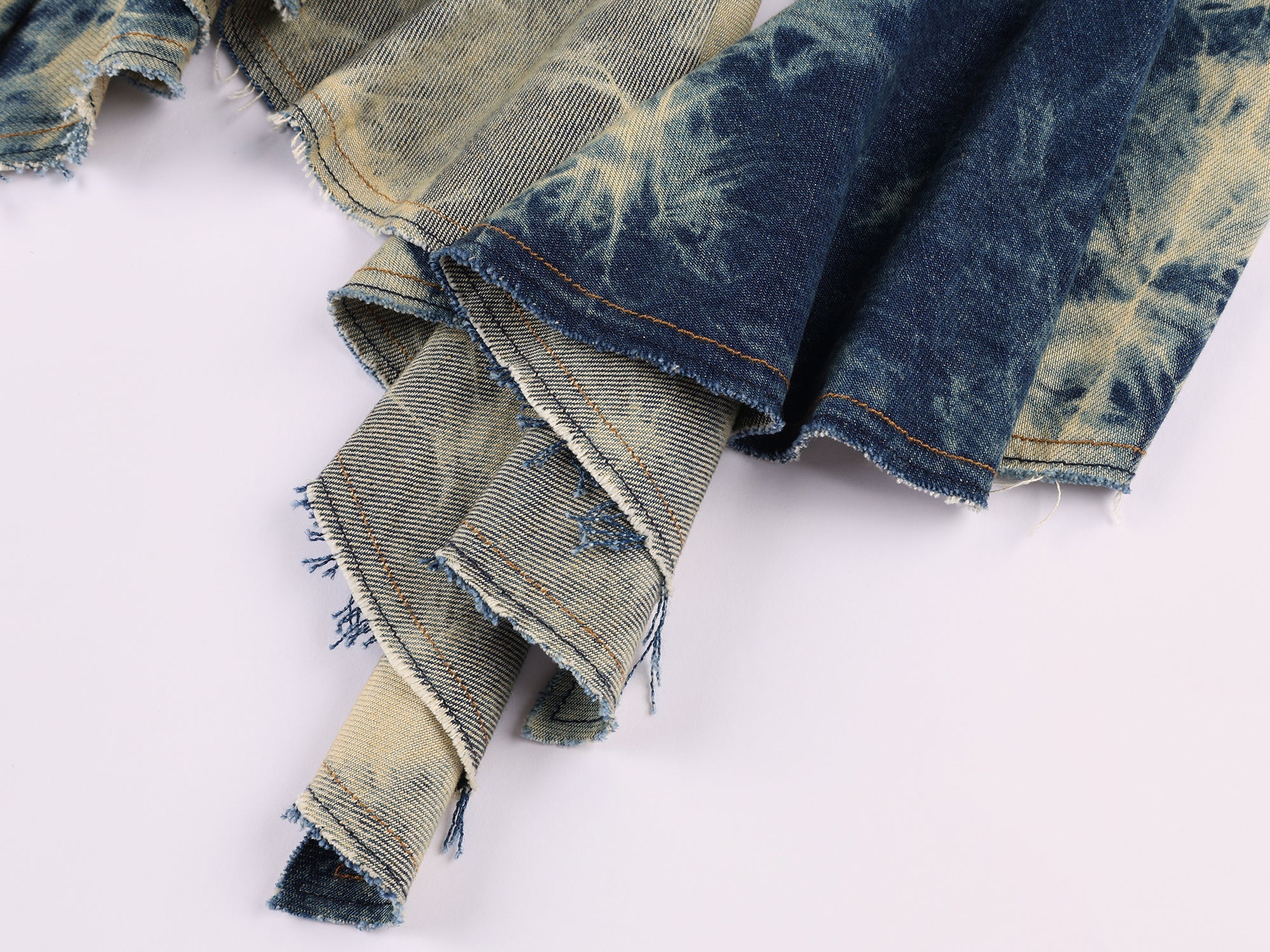 Tie-dye ruffle denim skirt