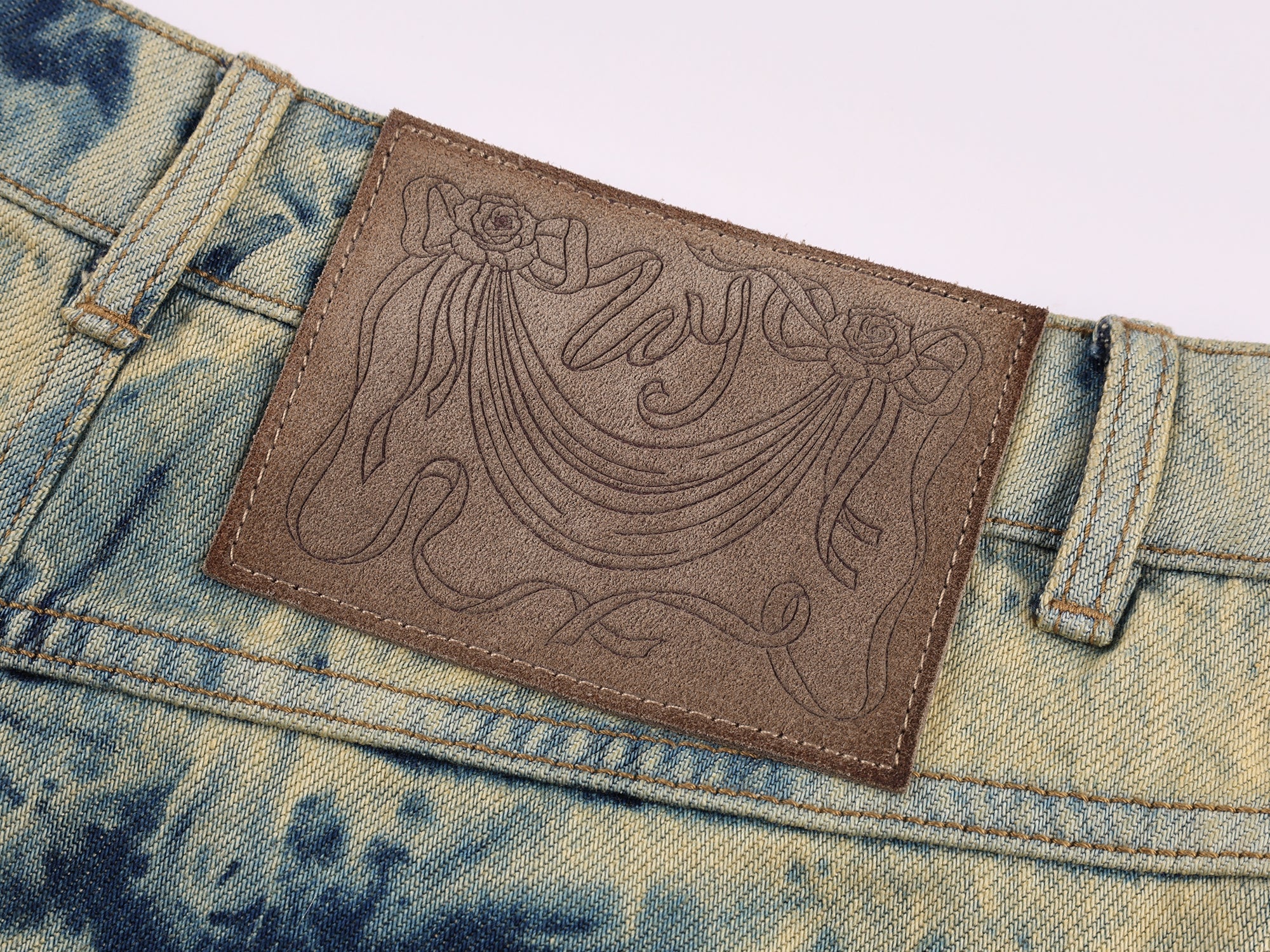 Tie-dye ruffle denim skirt