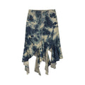 Tie-dye ruffle denim skirt