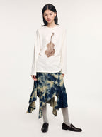 Tie-dye ruffle denim skirt