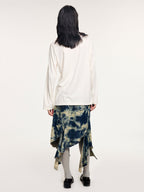Tie-dye ruffle denim skirt