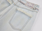 Denim pants with plush edging