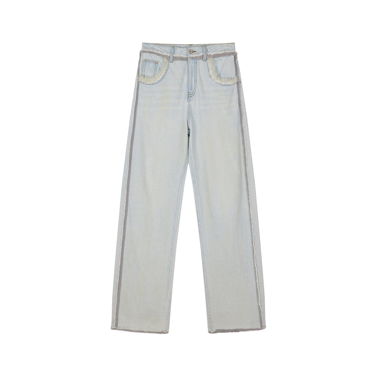 Denim pants with plush edging