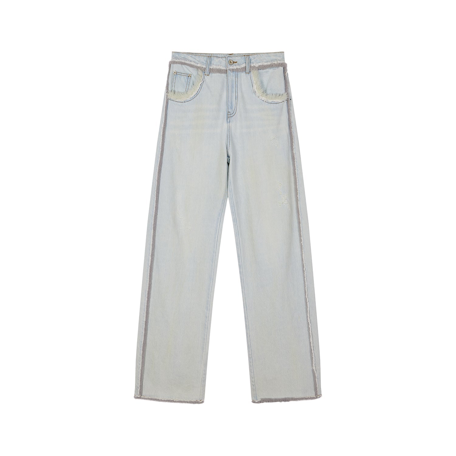 Denim pants with plush edging