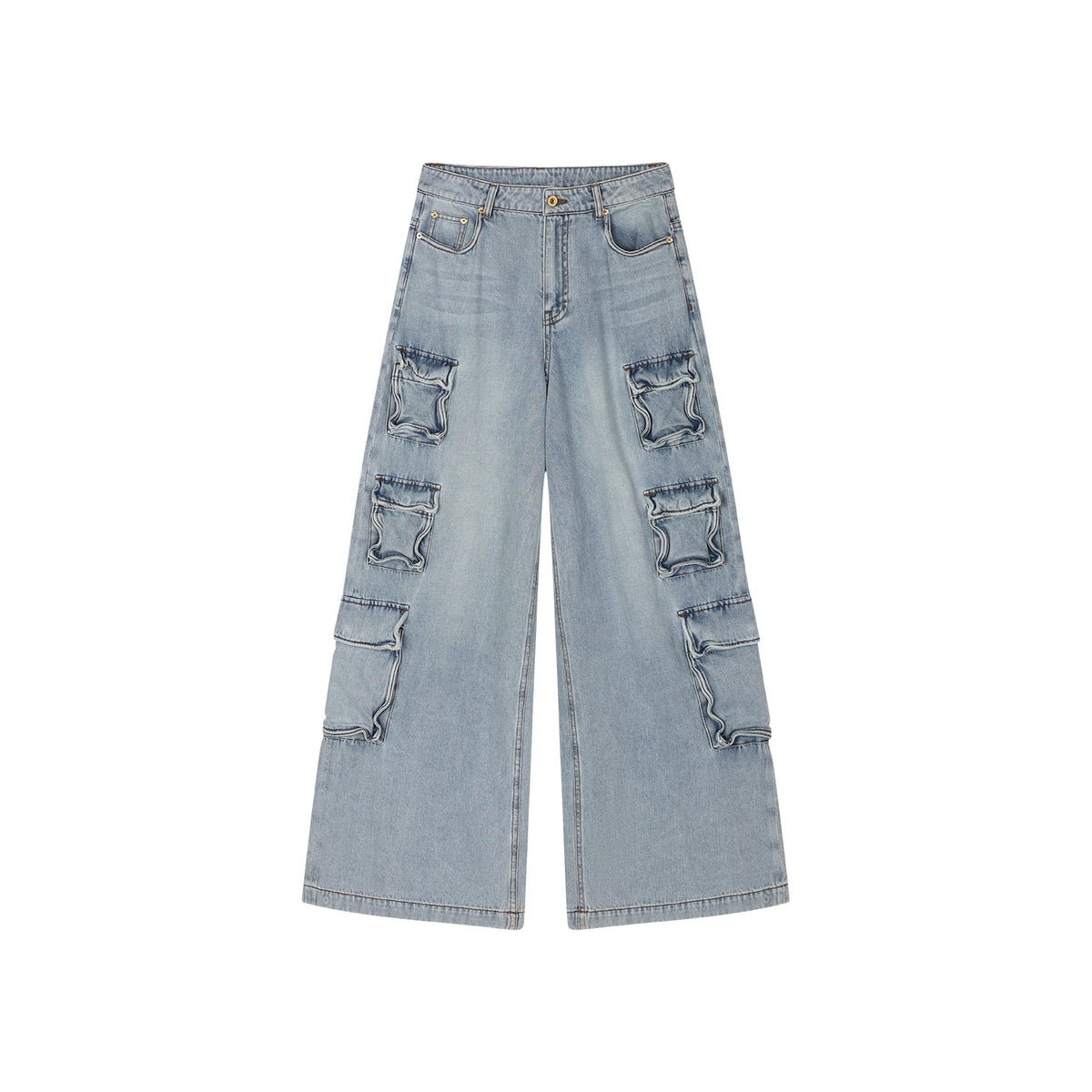 Multi-pocket aluminum wire jeans