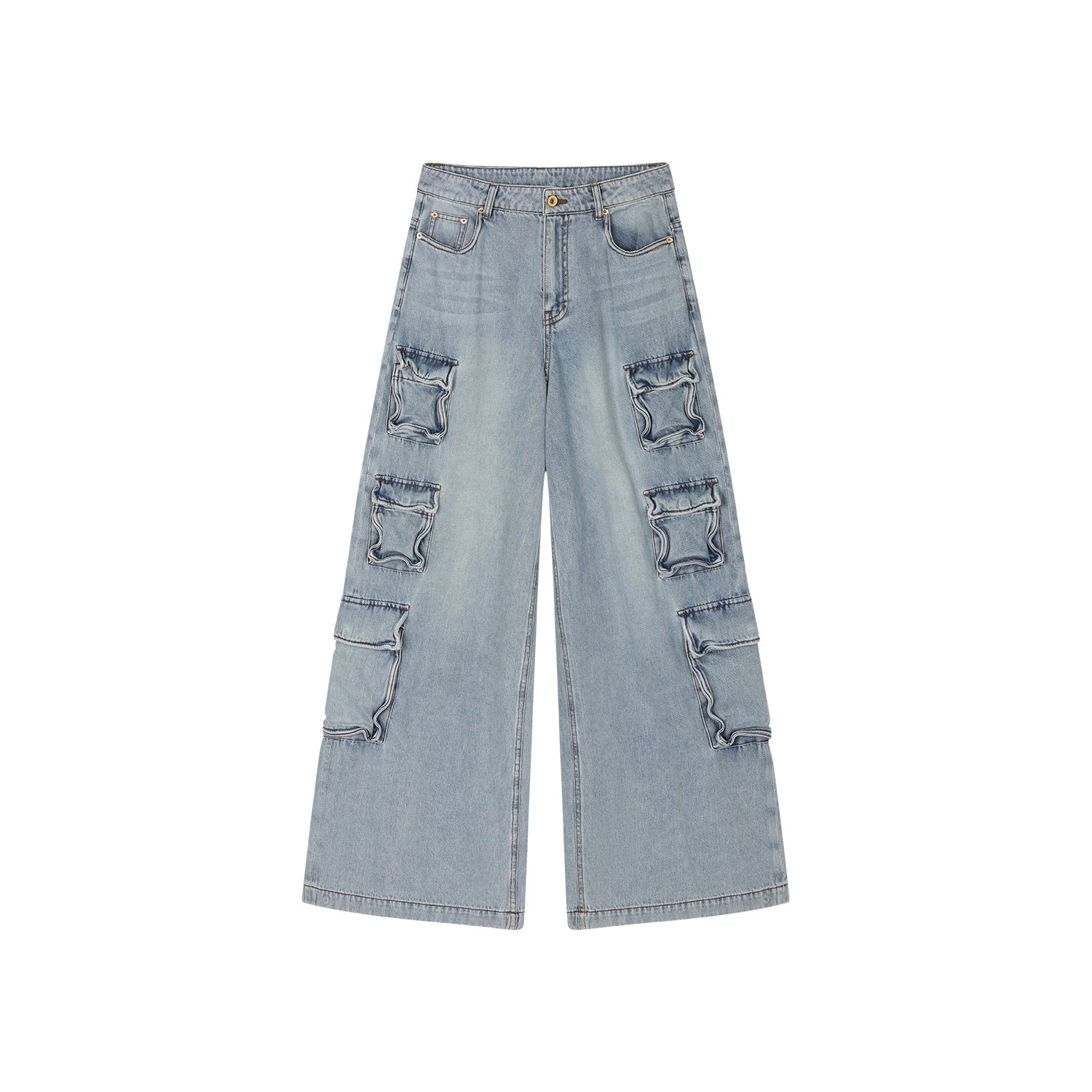 Multi-pocket aluminum wire jeans