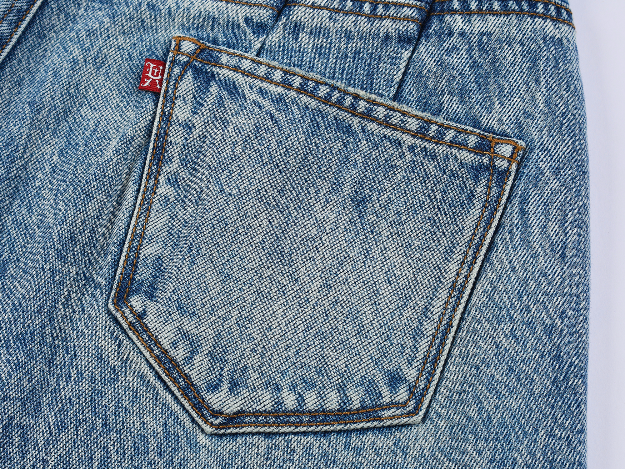 Irregular pleated denim pants