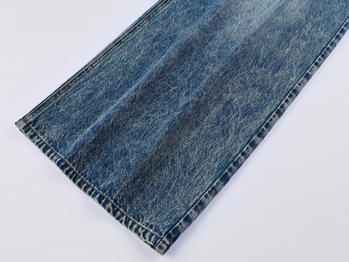 Irregular pleated denim pants