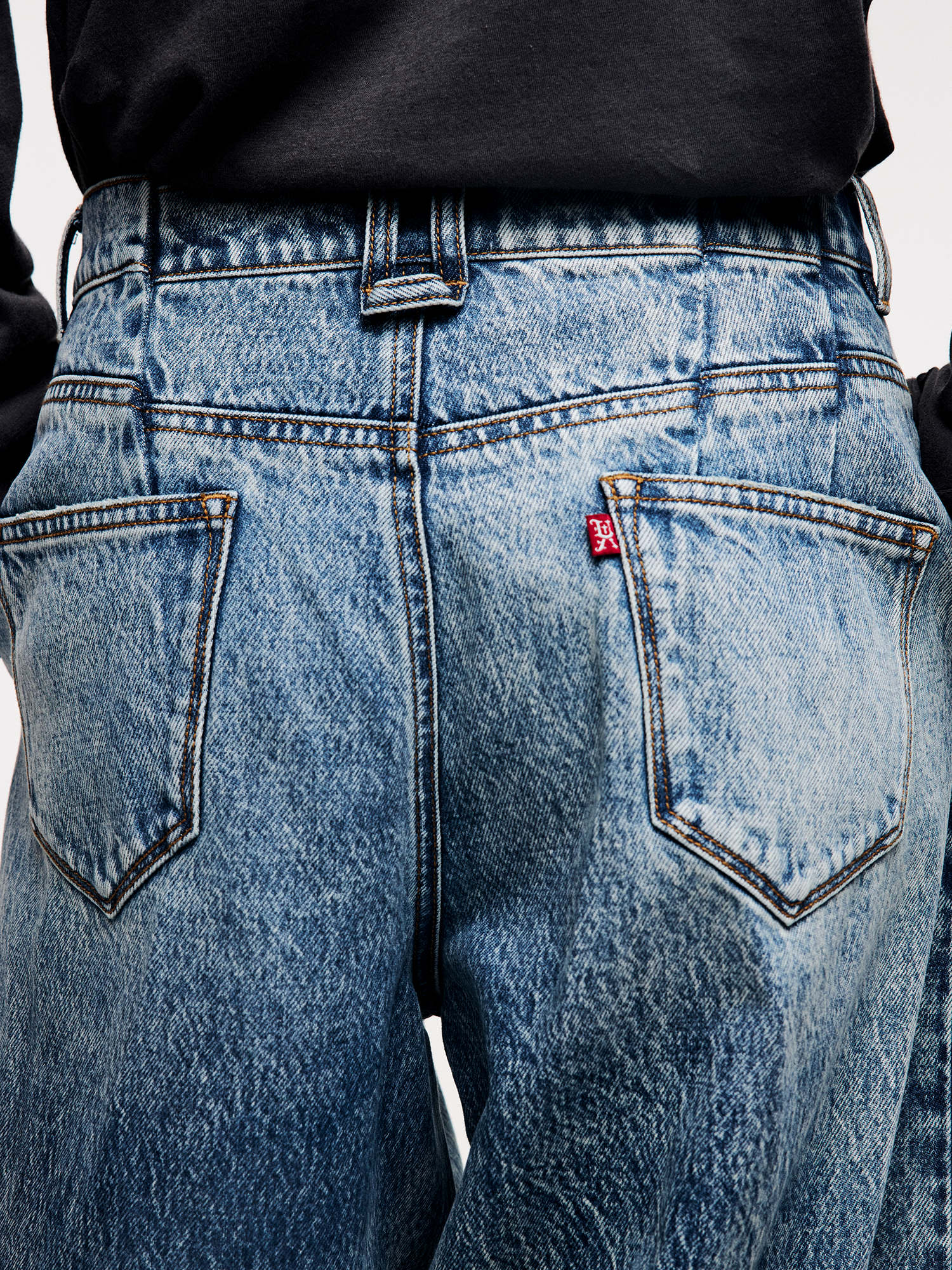 Irregular pleated denim pants