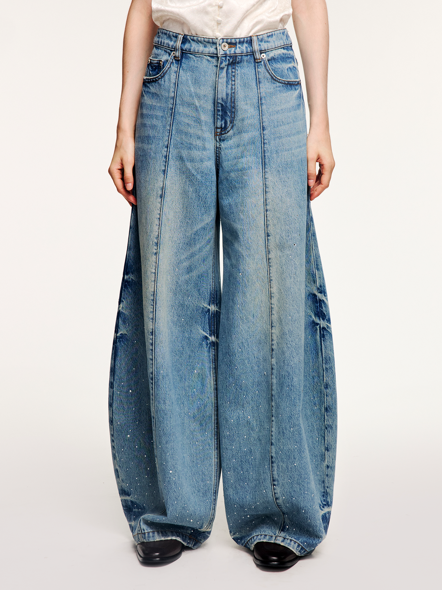 Rhinestone balloon jeans