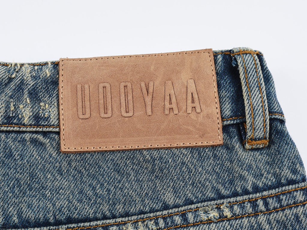Washed Tencel denim jeans with curved blade cut