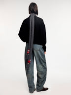 Washed Tencel denim jeans with curved blade cut