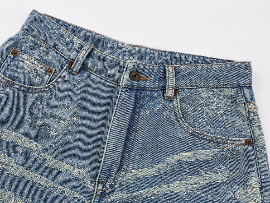 Jacquard denim jeans