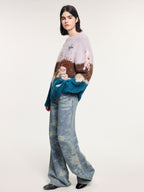 Jacquard denim jeans