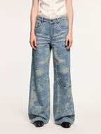 Jacquard denim jeans