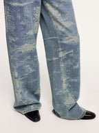 Jacquard denim jeans