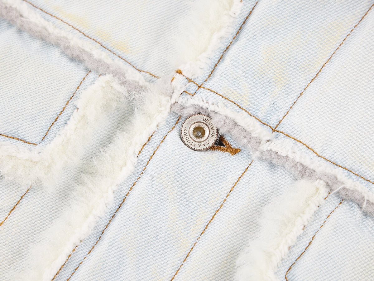Faux fur panelled denim jacket