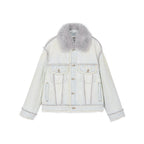 Faux fur panelled denim jacket