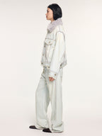 Faux fur panelled denim jacket