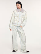 Faux fur panelled denim jacket
