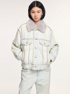 Faux fur panelled denim jacket