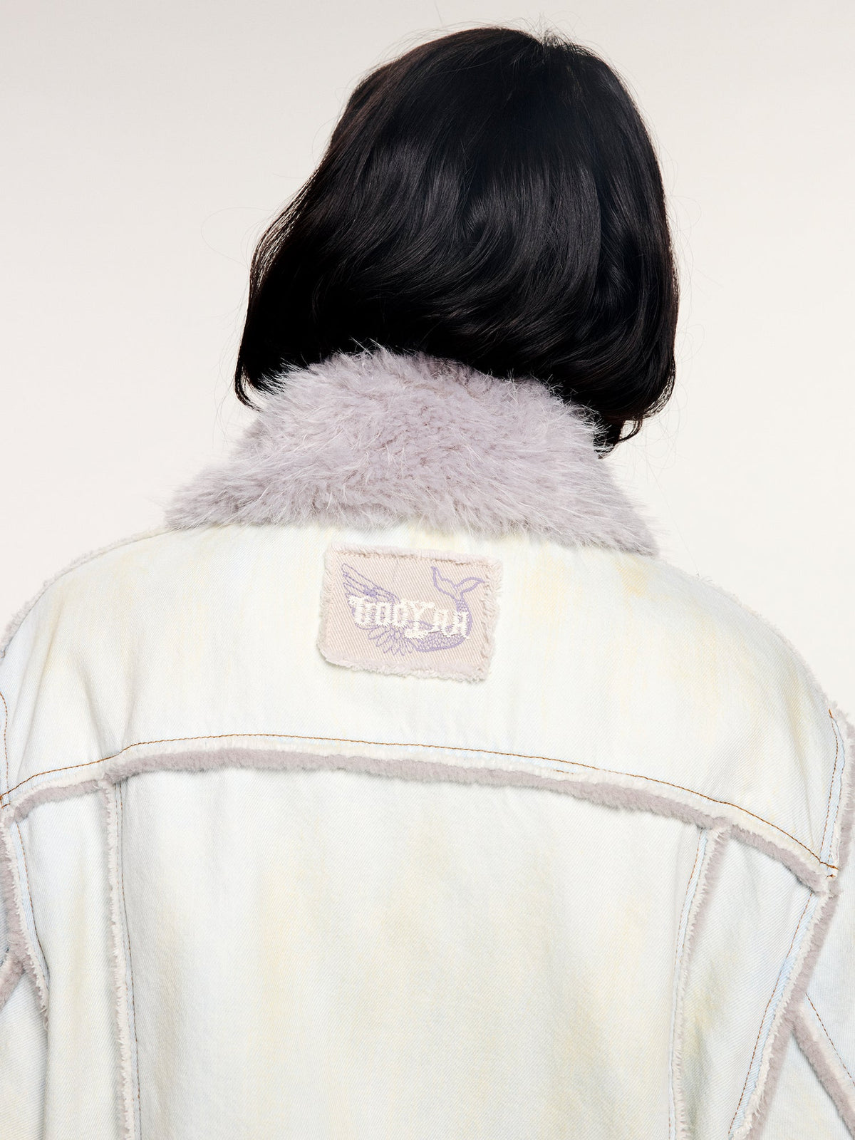 Faux fur panelled denim jacket