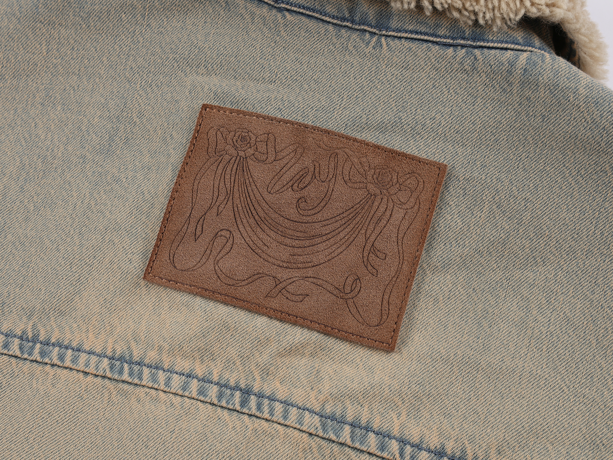 Washed raw-edge denim cotton jacket