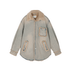 Washed raw-edge denim cotton jacket