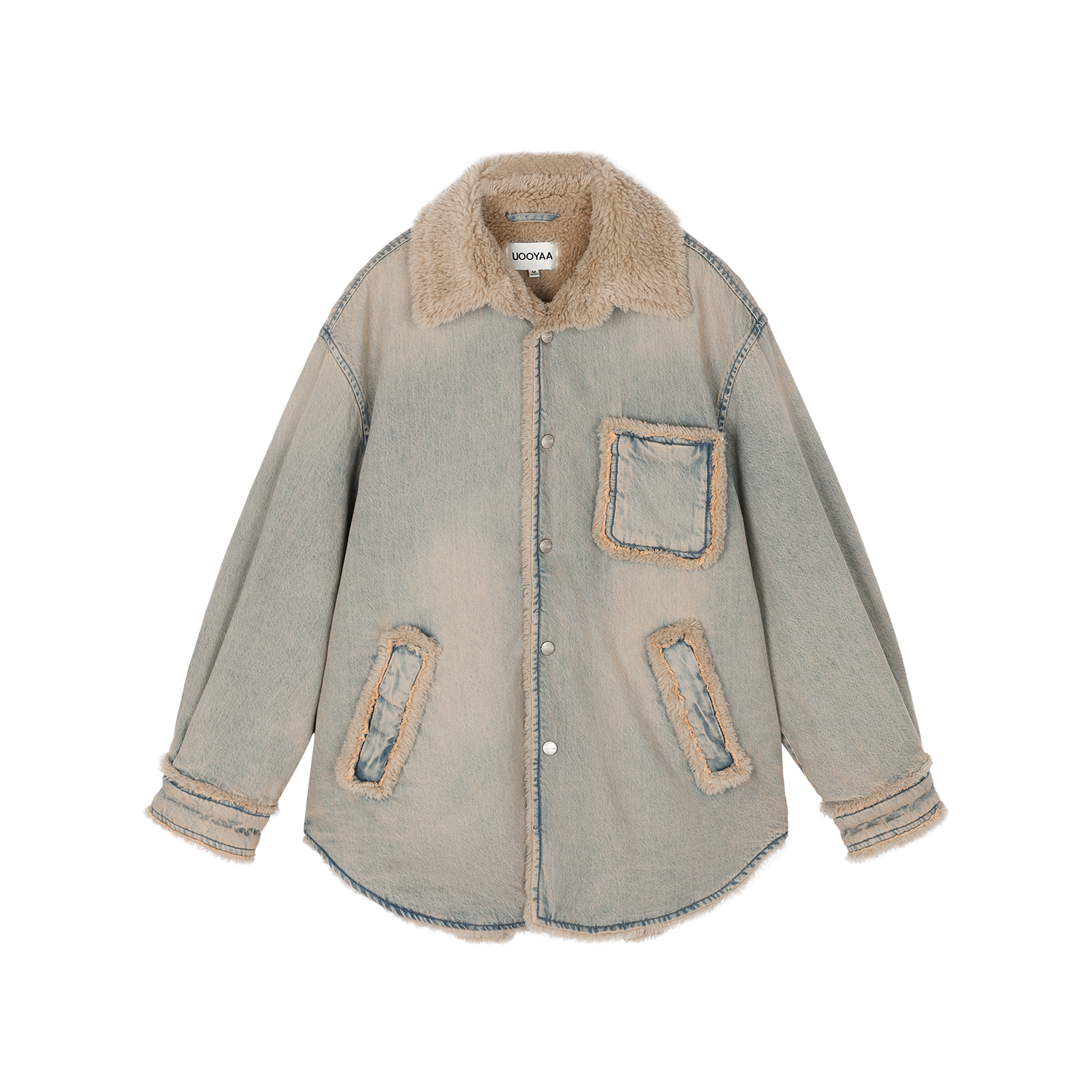 Washed raw-edge denim cotton jacket
