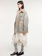 Washed raw-edge denim cotton jacket