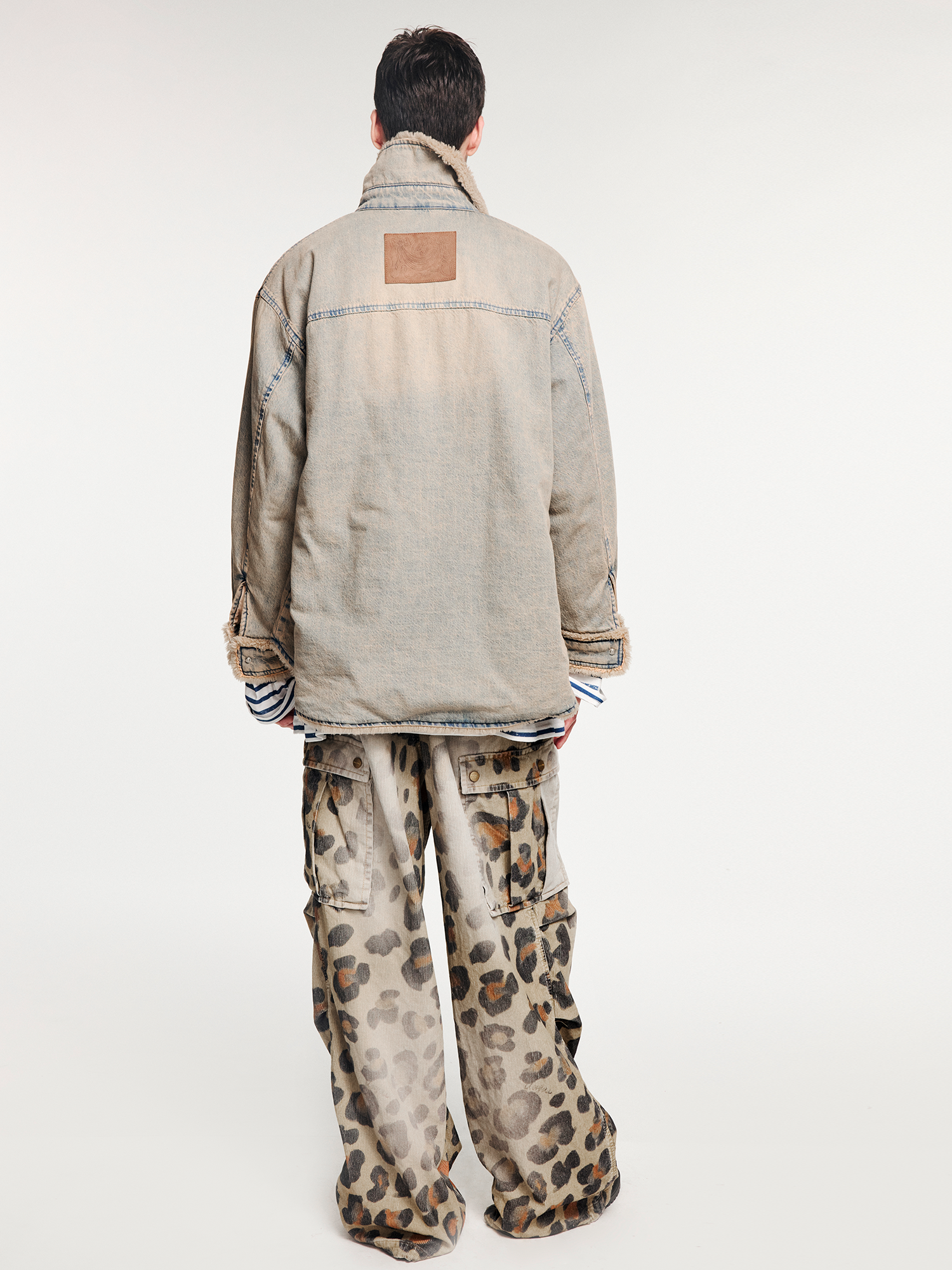 Washed raw-edge denim cotton jacket