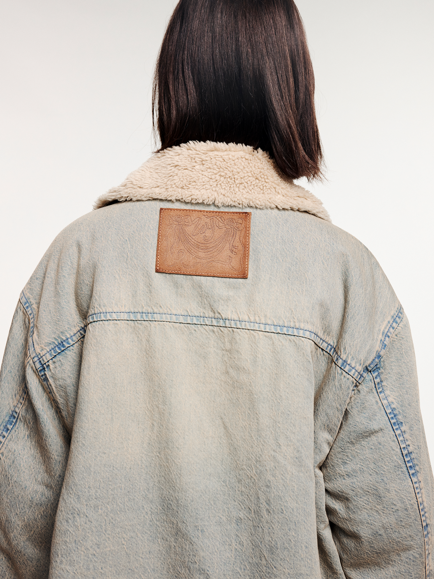 Washed raw-edge denim cotton jacket