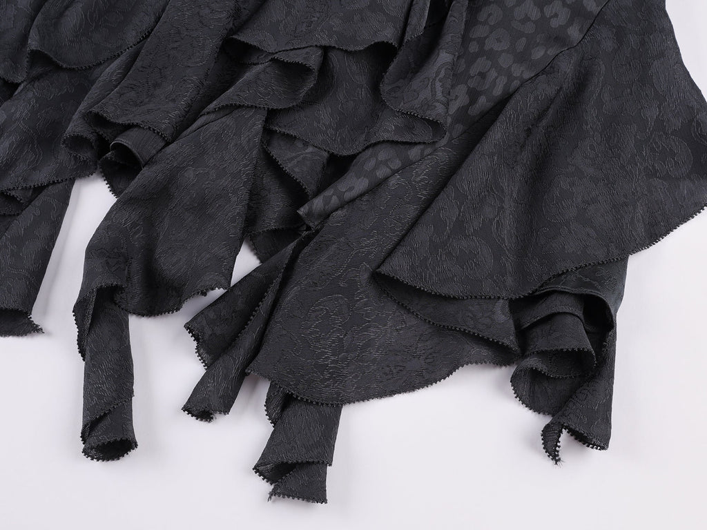 Ruffle jacquard skirt