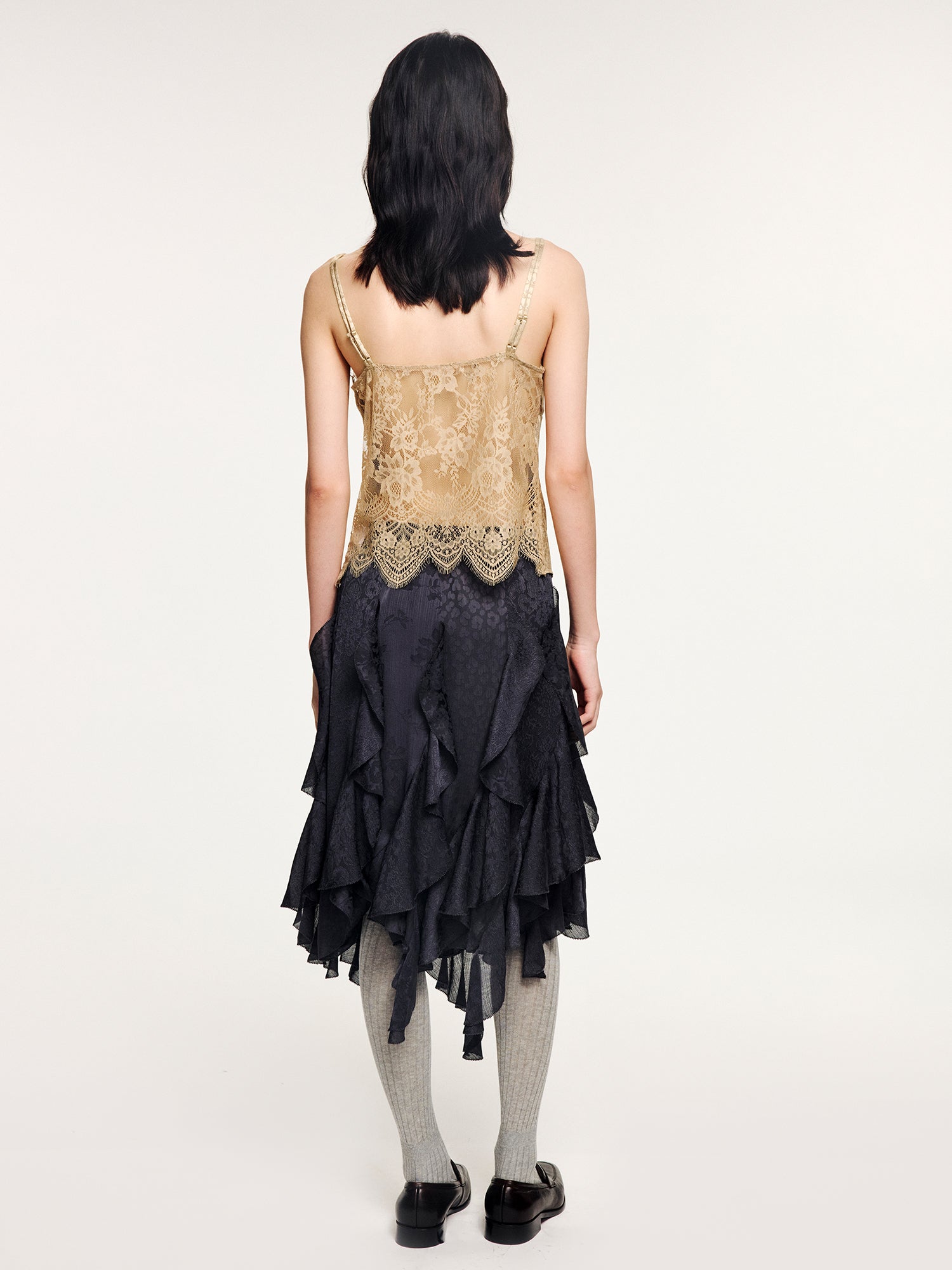 Ruffle jacquard skirt