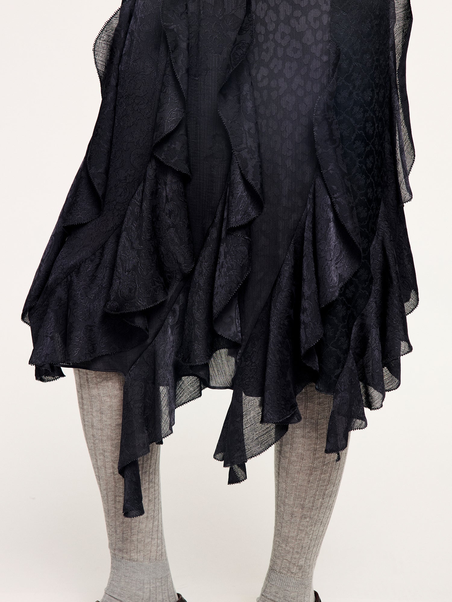 Ruffle jacquard skirt