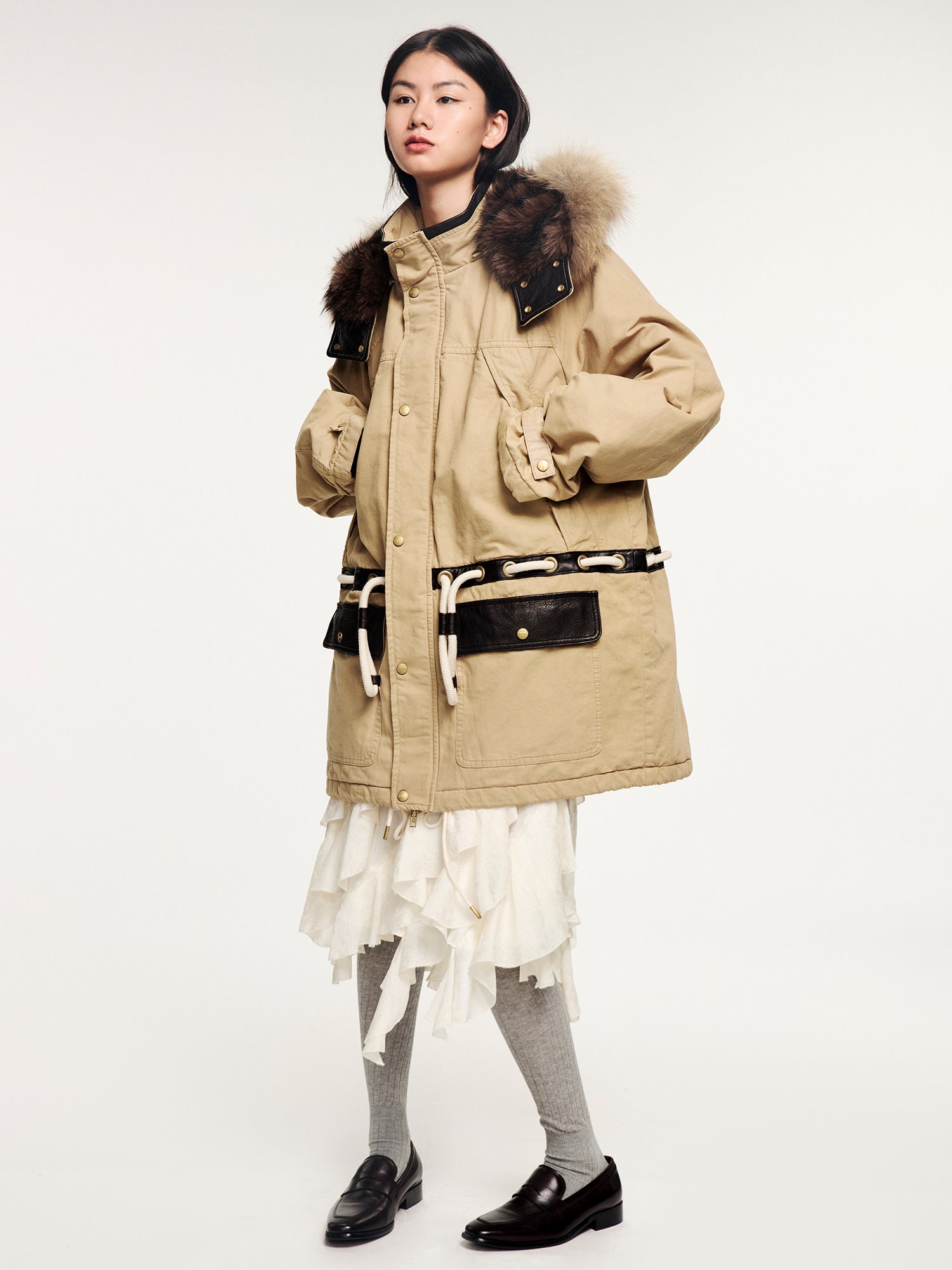 Ruffle jacquard skirt