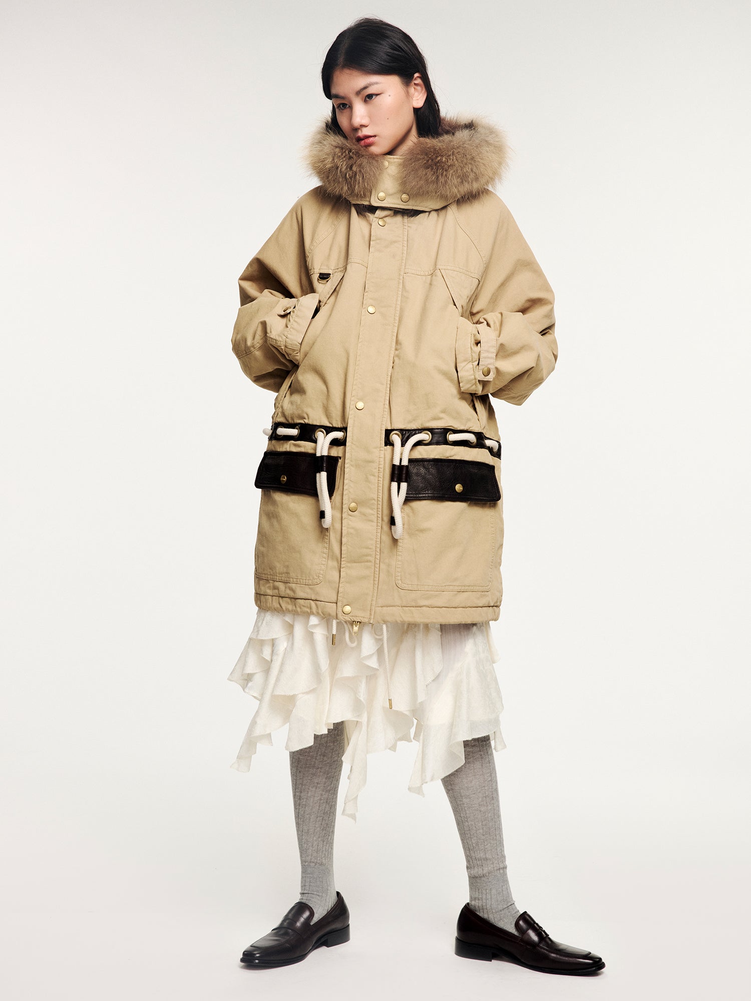 Ruffle jacquard skirt