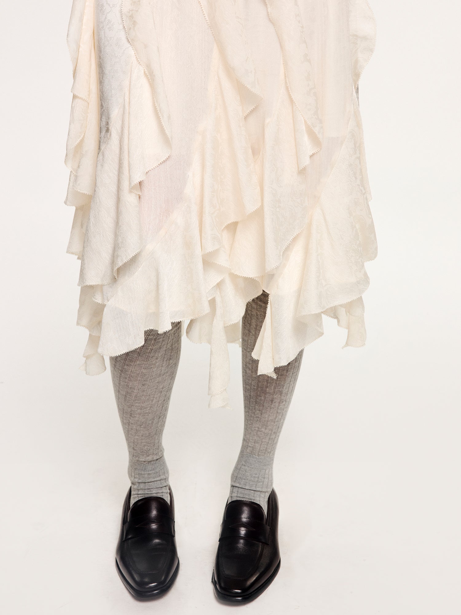 Ruffle jacquard skirt