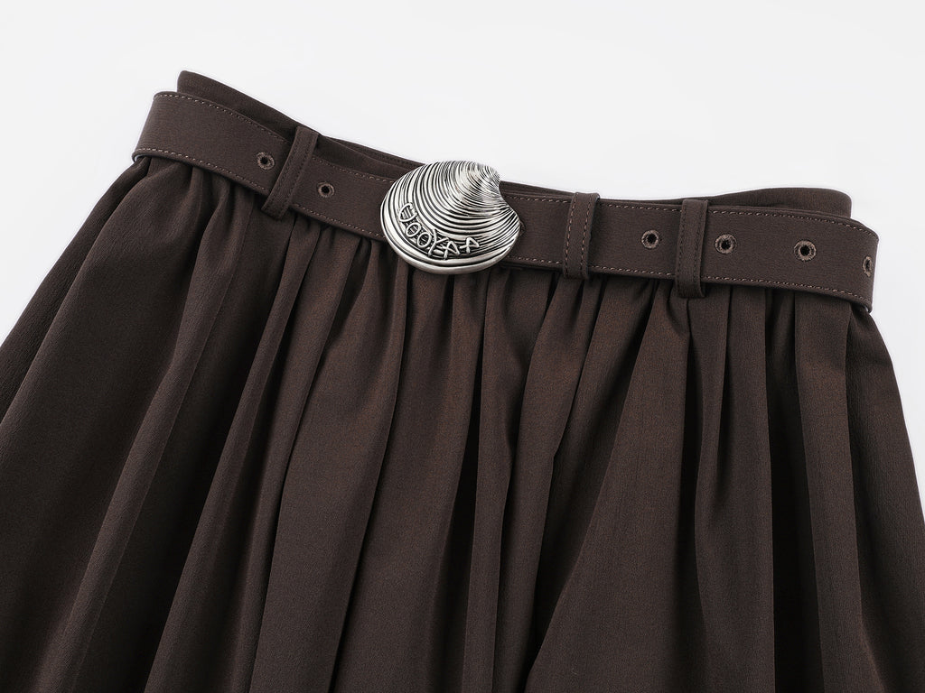 Antique silver shell button full skirt