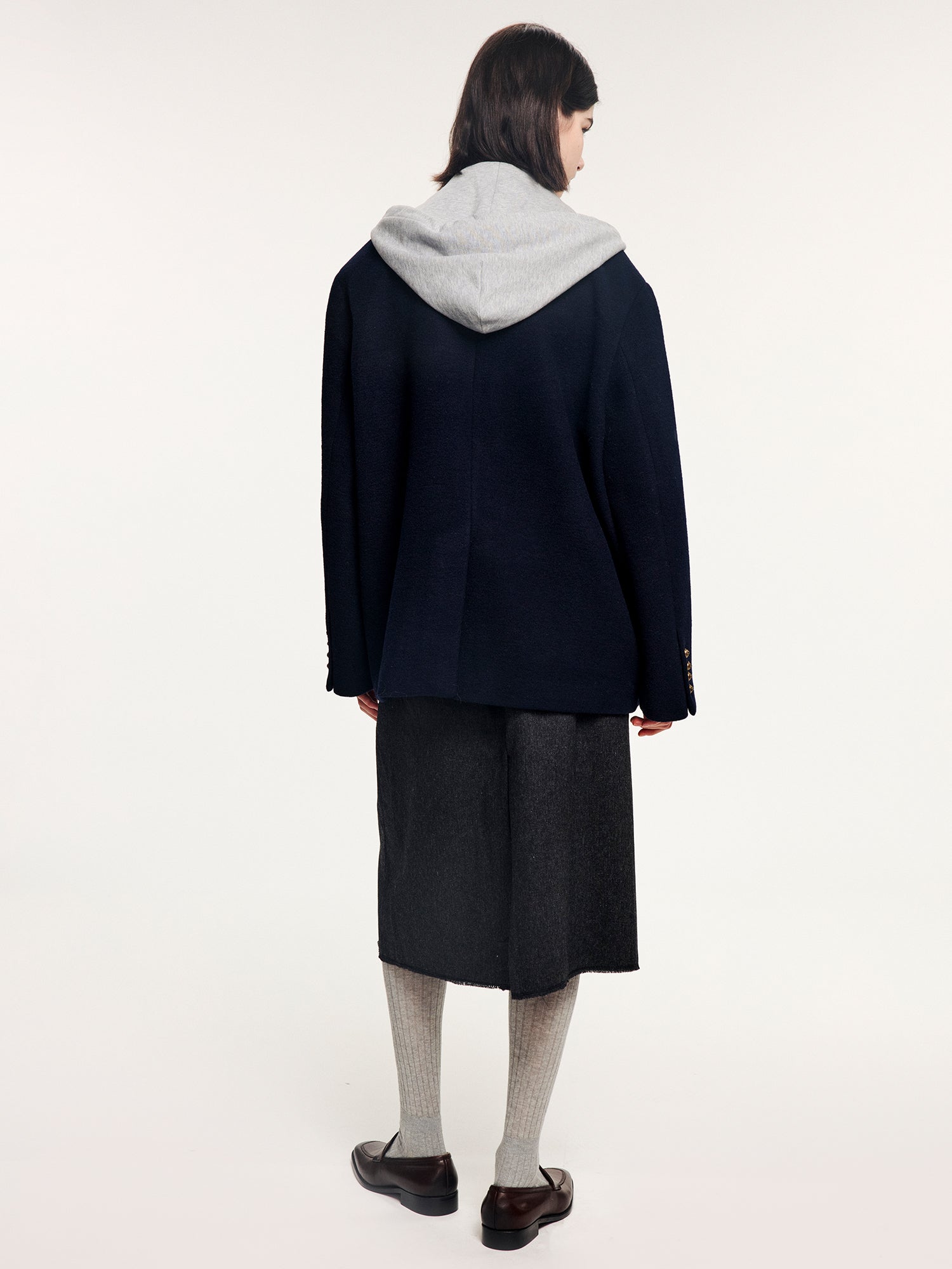 Fine wool ruched skirt