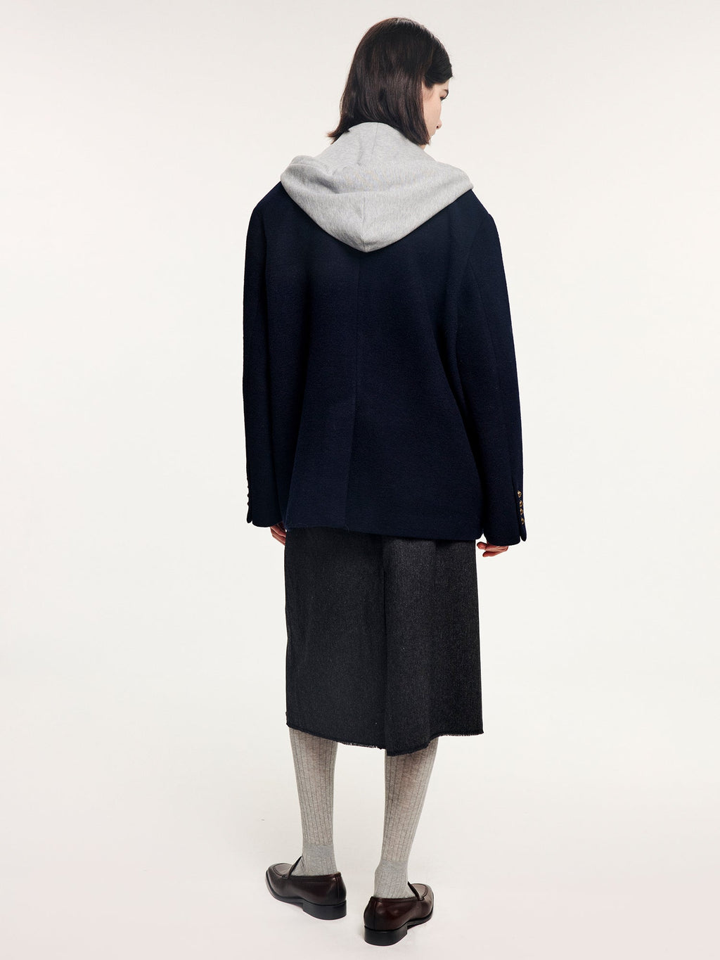 Fine wool ruched skirt