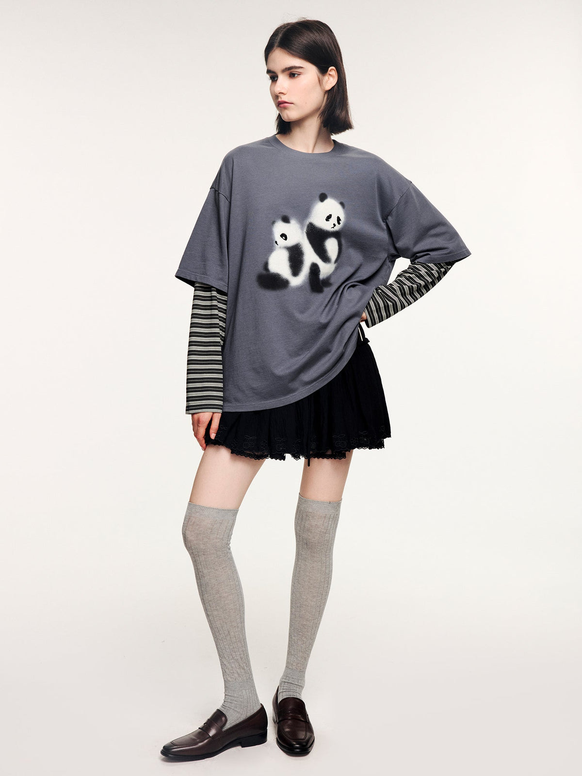 Paneled short skirt