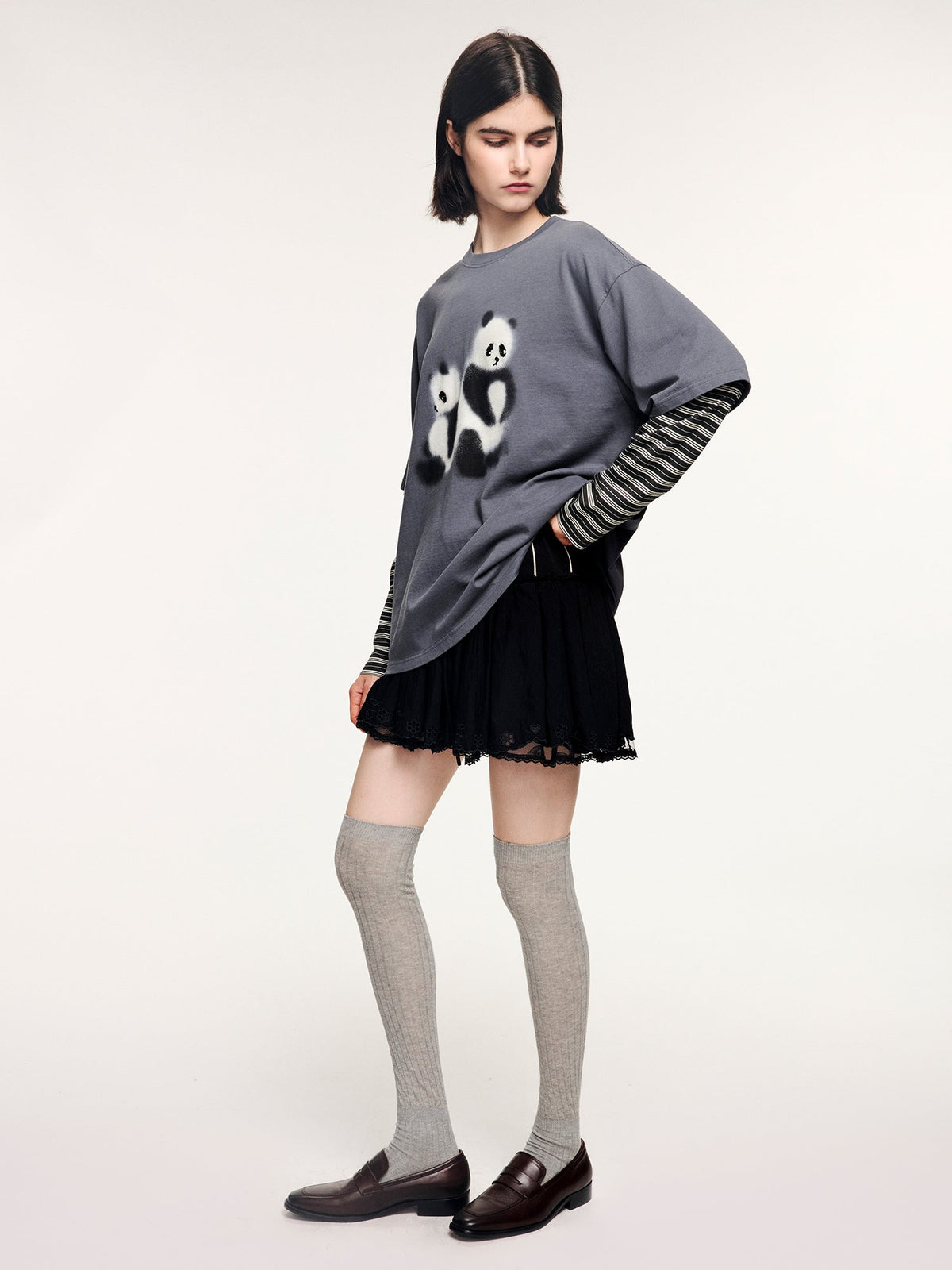 Paneled short skirt